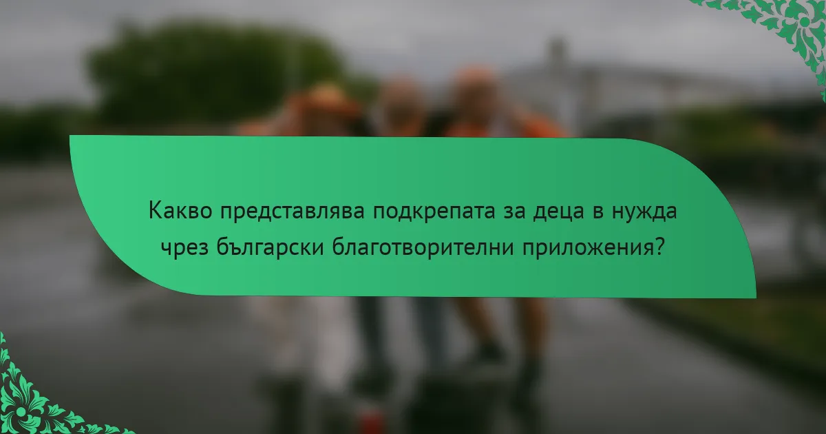 Какво представлява подкрепата за деца в нужда чрез български благотворителни приложения?